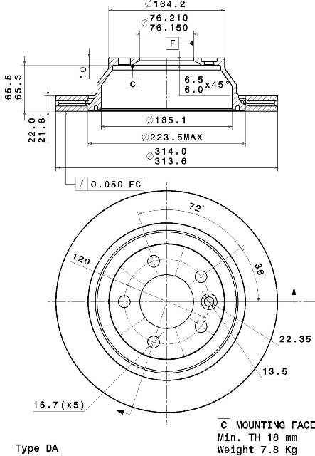 Disco freno posteriore Volkswagen cod.09.a616.10