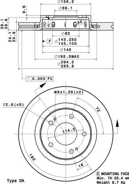 Disco freno anteriore Peugeot cod.09.a738.14